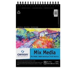 Canson Artist Series Mix Media Pad - , 9" x 12", Portrait, Wirebound, 20 Sheets